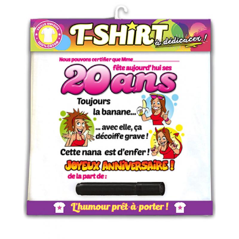 Tee-shirt femme anniversaire 20 ans avec son stylo - PVL SPORTS FEURS