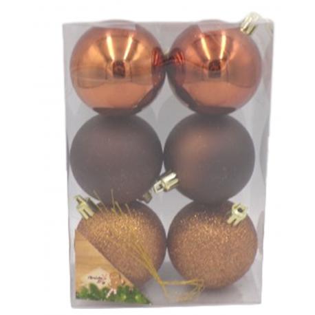 6 boules de noël de couleur chocolat 6 boules de noël de couleur chocolat