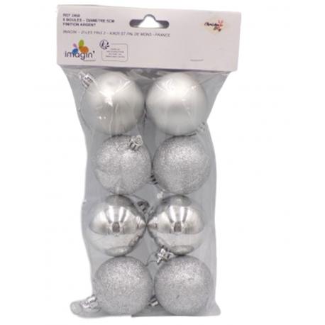 8 boules de noël argenté 8 boules de noël argenté