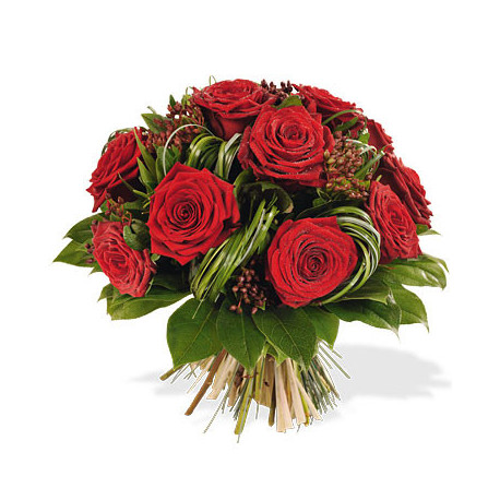 Bouquet rond de roses rouges - ART FLORAL FEURS